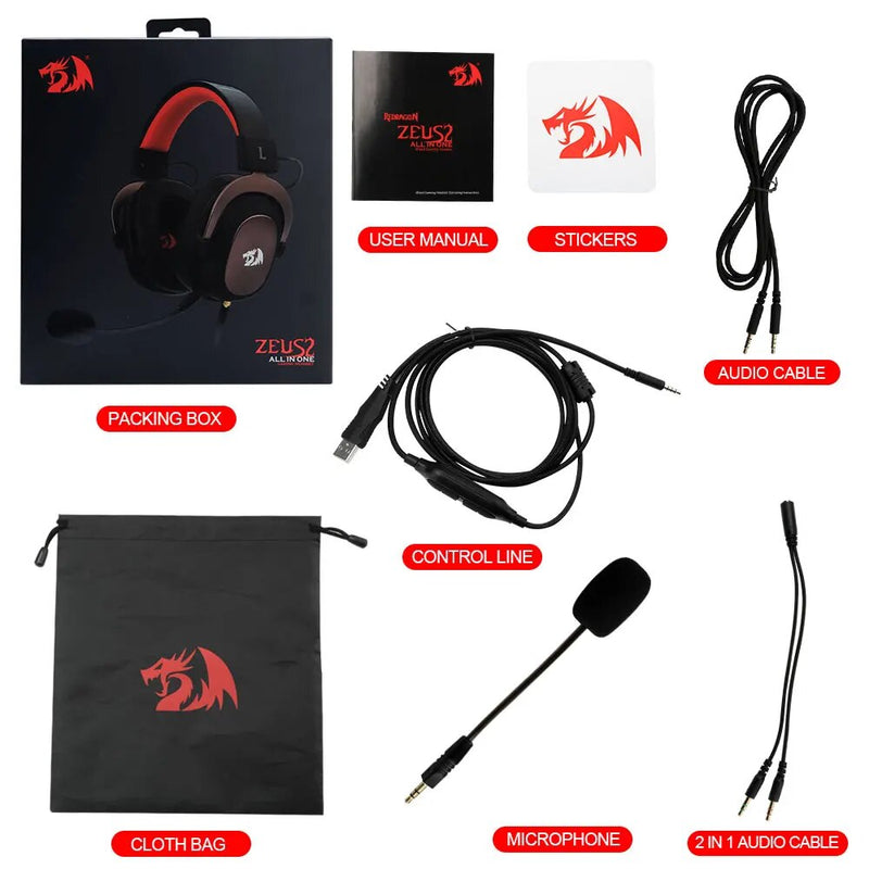 REDRAGON ZEUS 2 H510 Gaming USB Fone De Ouvido com cancelamento de Ruído, 7.1 Surround de Computação headset Fones De Ouvido Microfone para PS5/4 Xbox Um