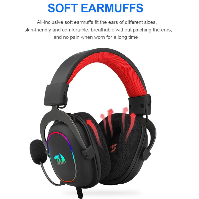 REDRAGON ZEUS X H510 RGB Gaming USB Fone De Ouvido com cancelamento de Ruído, 7.1 Surround de Computação headset Fones De Ouvido Microfone para PC PS4
