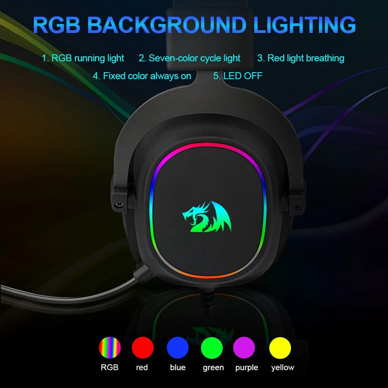REDRAGON ZEUS X H510 RGB Gaming USB Fone De Ouvido com cancelamento de Ruído, 7.1 Surround de Computação headset Fones De Ouvido Microfone para PC PS4