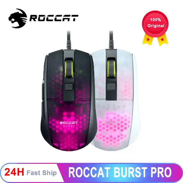 ROCCAT-Mouse Óptico Pro Gaming Leve, Burst Pro-Extreme, Optical Pro, Alta Precisão, Sensor Olho Coruja, RGB, 100 a 16.000 dpi