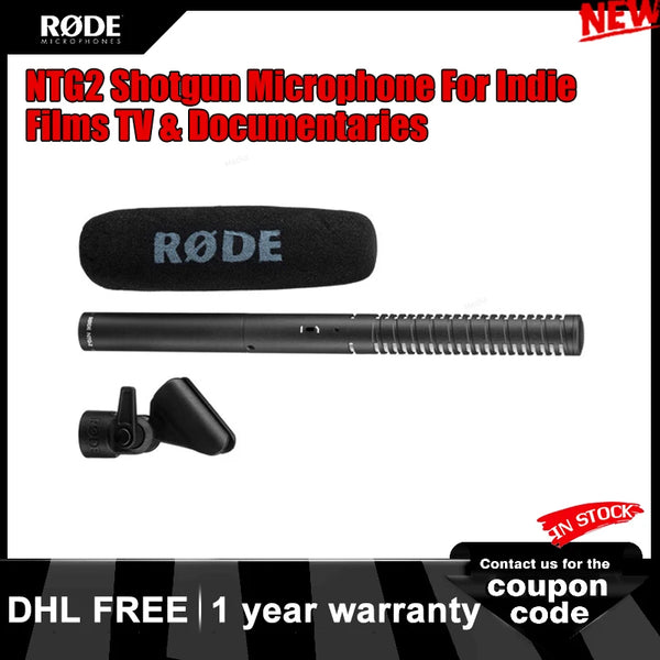 RODE NTG2 Microfone Shotgun para filmes indie, TV e documentos, bateria AA, alimentado por fantasma, selecionável, 80Hz, filtro de corte baixo