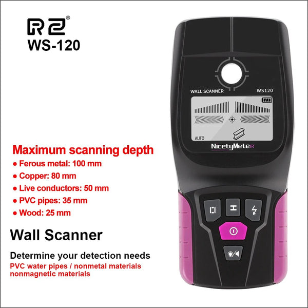 RZ Digital Multifunções Parede Parede de Metal Scanner Handheld Profissional Wiring Detector de Metal Scanner Localizador de Fio de Cabo de Madeira Da Tubulação Do Parafuso Prisioneiro