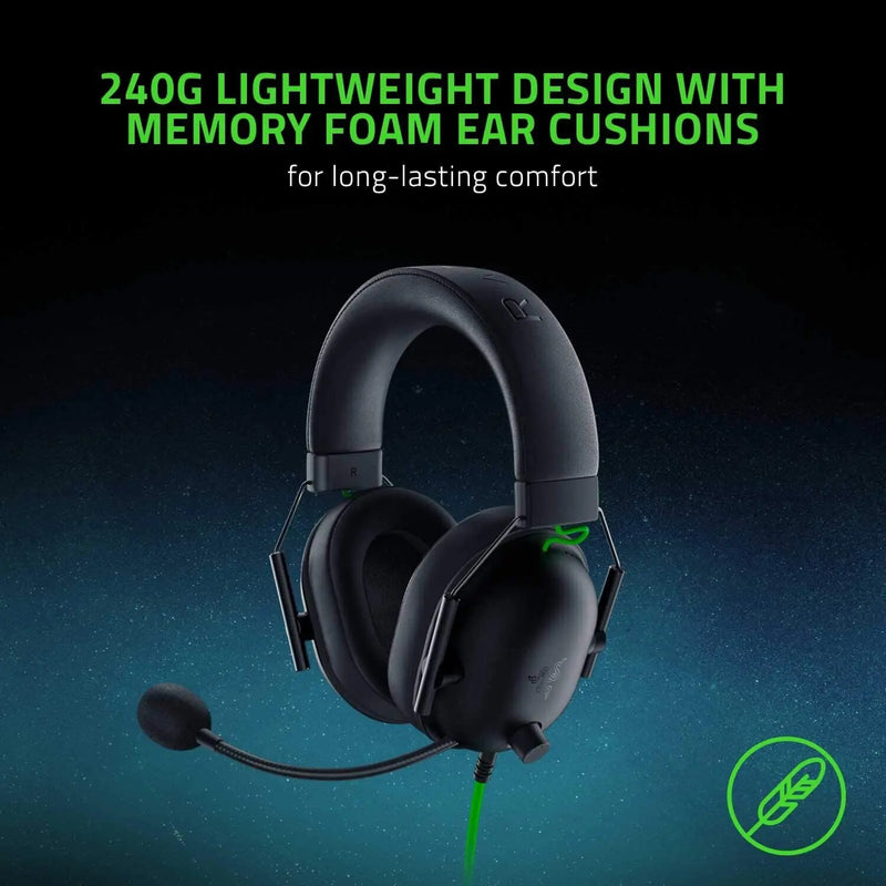 Razer-BlackShark V2 X Gaming Headset, 7.1 Surround Sound para PC, PS4, PS5, Switch, Xbox, Mobile, 3.5mm Audio Jack