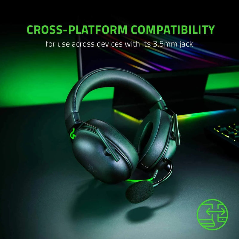 Razer-BlackShark V2 X Gaming Headset, 7.1 Surround Sound para PC, PS4, PS5, Switch, Xbox, Mobile, 3.5mm Audio Jack