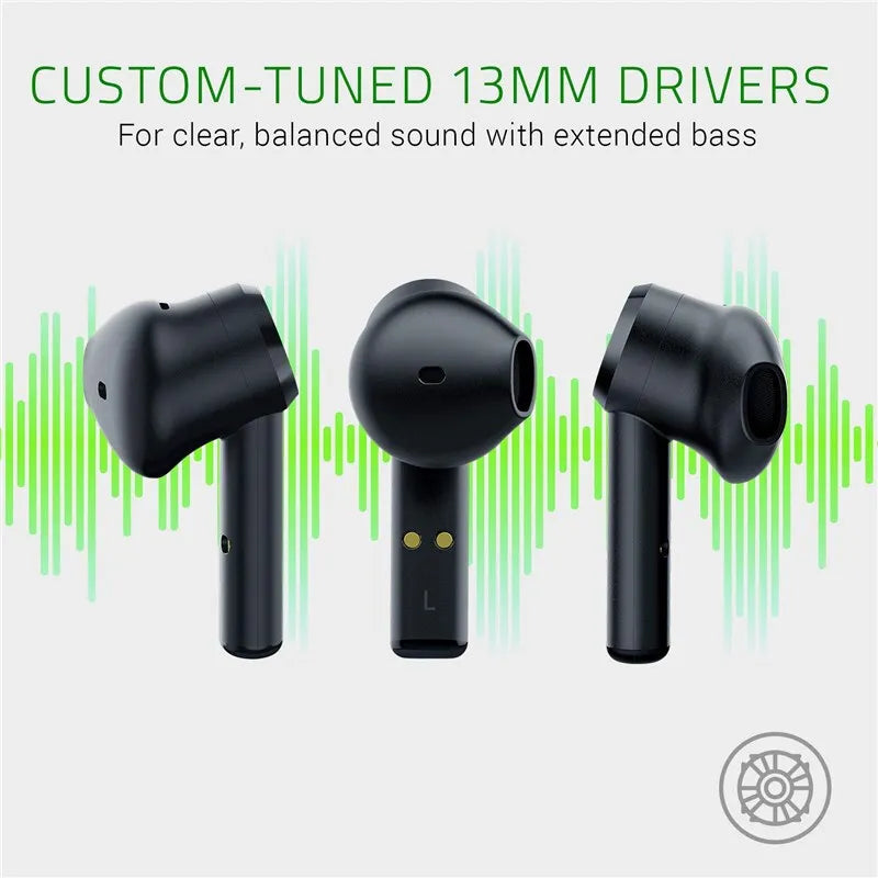 Razer Hammerhead-Verdadeiro Sem Fio Bluetooth Phone Headphones, ESports Mobile Games, TWS Sports Headphones, Música, Microfone, Original