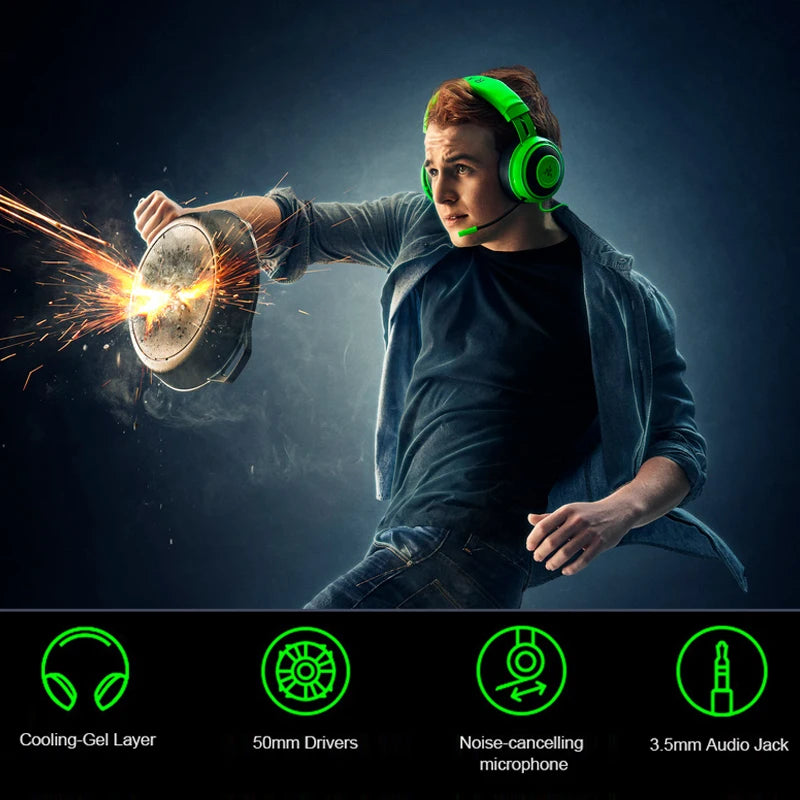 Razer-Kraken Pro V2 Gaming Headset com fio, microfone 7.0 Surround Sound, fone de ouvido gamer para Xbox One, PS4