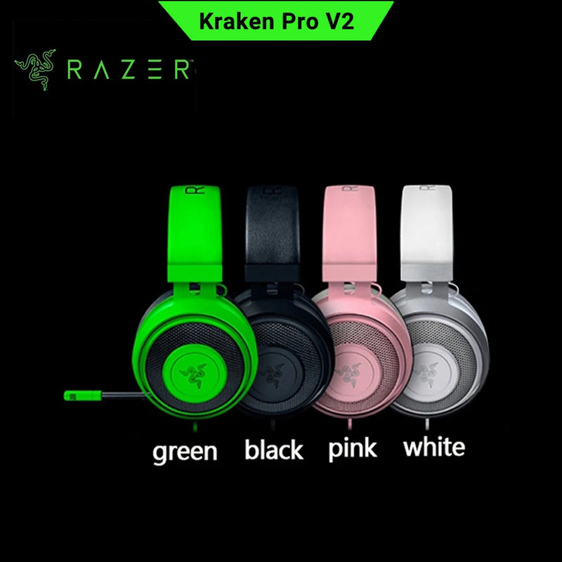 Razer-Kraken Pro V2 Gaming Headset com fio, microfone 7.0 Surround Sound, fone de ouvido gamer para Xbox One, PS4