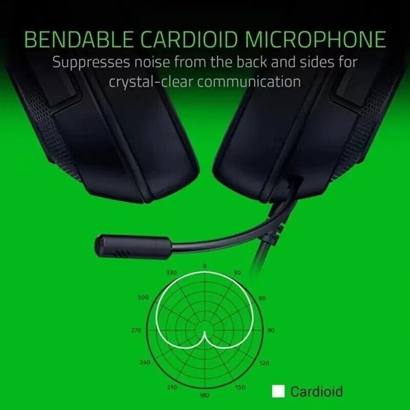 Razer-Kraken X Surround Sound Gaming Headphone, Headset com Bendable, Microfone Cardióide, Unidade de Motorista 40mm, 7.1