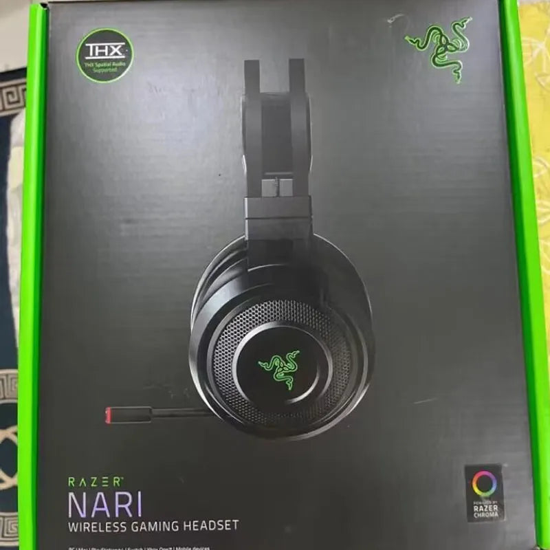 Razer Nari Ultimate Wireless RGB7.1 som surround Auricular do jogo Áudio THX