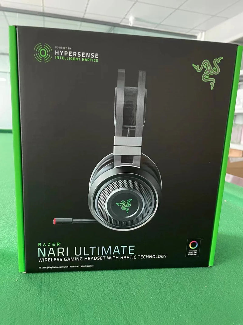 Razer Nari Ultimate Wireless RGB7.1 som surround Auricular do jogo Áudio THX