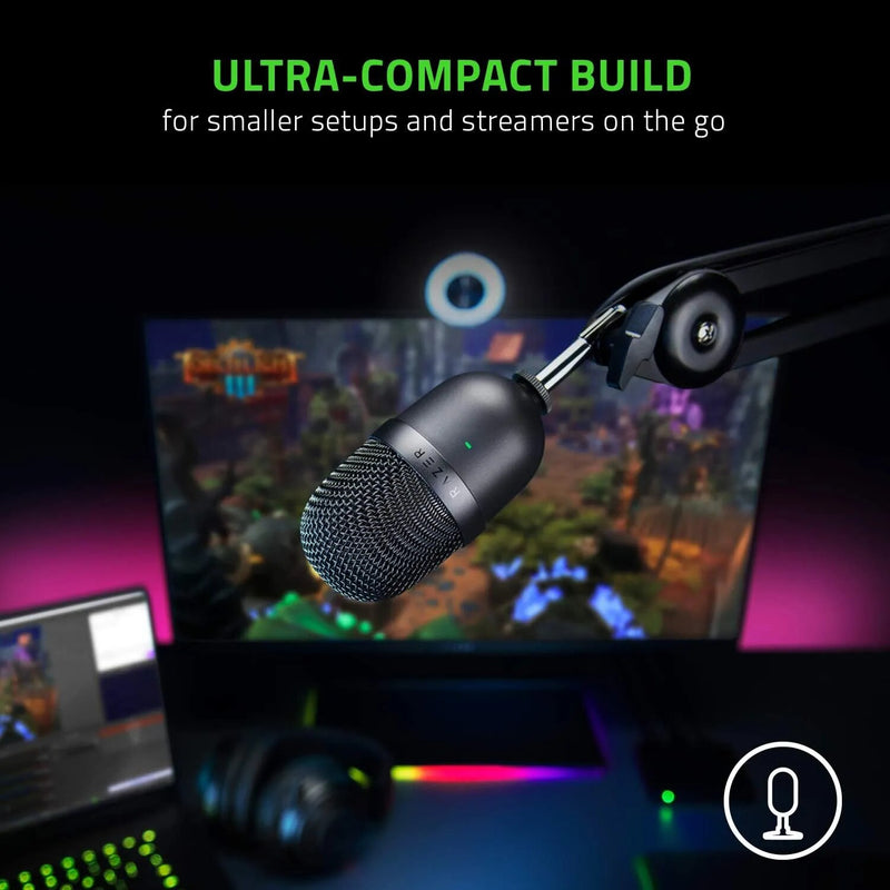 Razer Seiren Mini Microfone Condensador USB, Microfone para Streaming, Jogos no PC, Gravação Pro, Supercardioide Preciso, Padrão de Captura