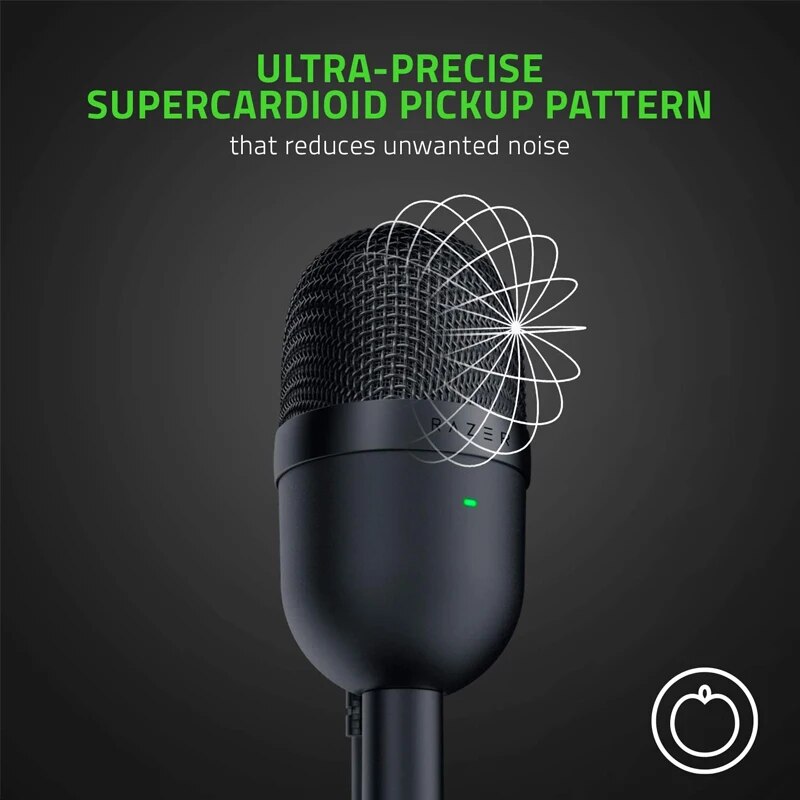Razer Seiren Mini Microfone Condensador USB, Microfone para Streaming, Jogos no PC, Gravação Pro, Supercardioide Preciso, Padrão de Captura