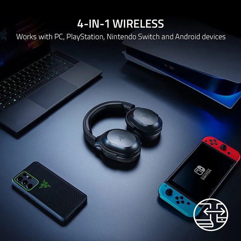 Razer barracuda x sem fio gaming headset multi-plataforma USB-C conectividade com microfone gamer fone de ouvido para computador portátil