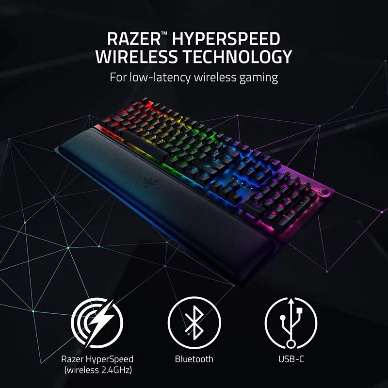 Razer blackwidow v3 pro teclado de jogos sem fio mecânico 3 modos de conexão chroma rgb iluminação-doubleshot abs keycaps