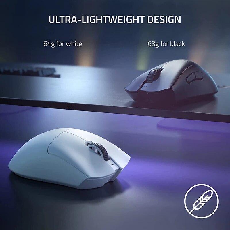 Razer deathadder v3 pro sem fio gamer 63g ultra leve 30k dpi sensor óptico para computador portátil