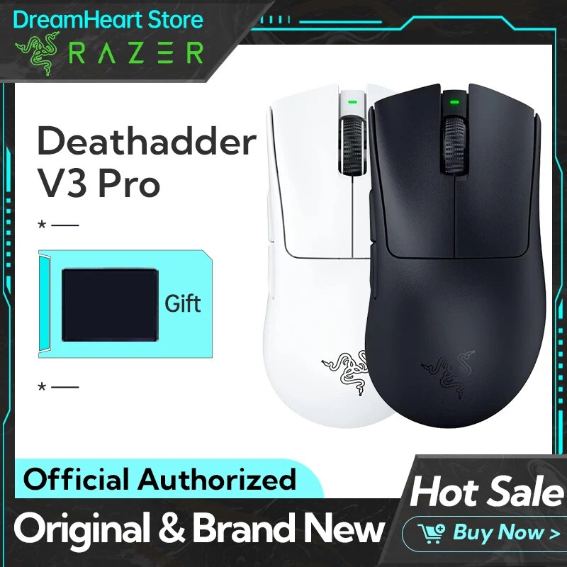 Razer deathadder v3 pro sem fio gamer 63g ultra leve 30k dpi sensor óptico para computador portátil