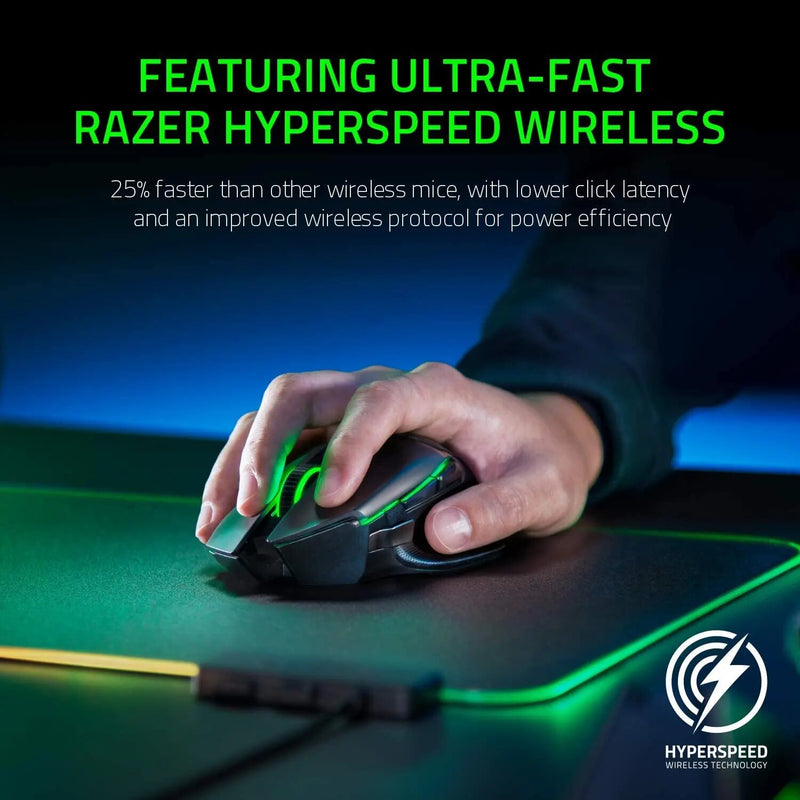 Razer-mouse gamer sem fio hipervelocidade, com dock de carregamento, switch, 20k dpi, sensor óptico