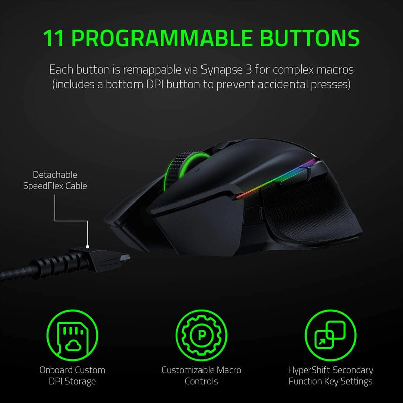 Razer-mouse gamer sem fio hipervelocidade, com dock de carregamento, switch, 20k dpi, sensor óptico