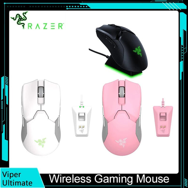 Razer viper ultimate mouse jogos sem fio & rgb doca de carregamento 20k dpi sensor óptico 8 botões programáveis 70 hr bateria