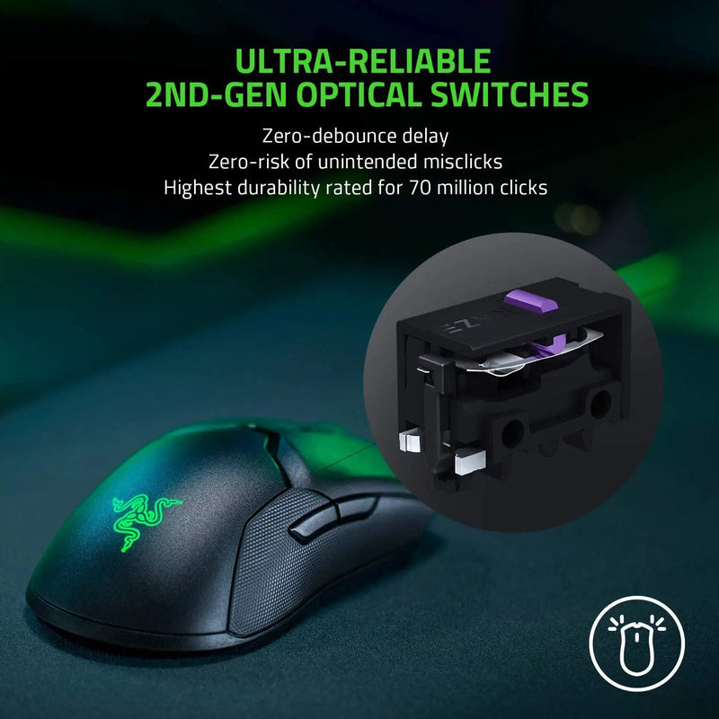 Razer viper ultimate mouse jogos sem fio & rgb doca de carregamento 20k dpi sensor óptico 8 botões programáveis 70 hr bateria