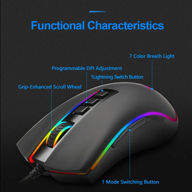 Redragon COBRA 9 M711 RGB USB Wired Gaming Mouse 12400 DPI botões camundongos Programável ergonômico Para PC Computador Gamer
