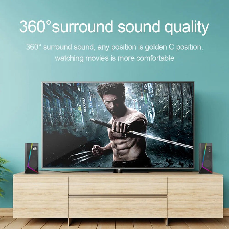 Redragon GS520 Bigorna aux estéreo de 3.5mm para alto-falantes surround música RGB barra de som para computador 2.0 PC notebook em casa TV alto-falantes