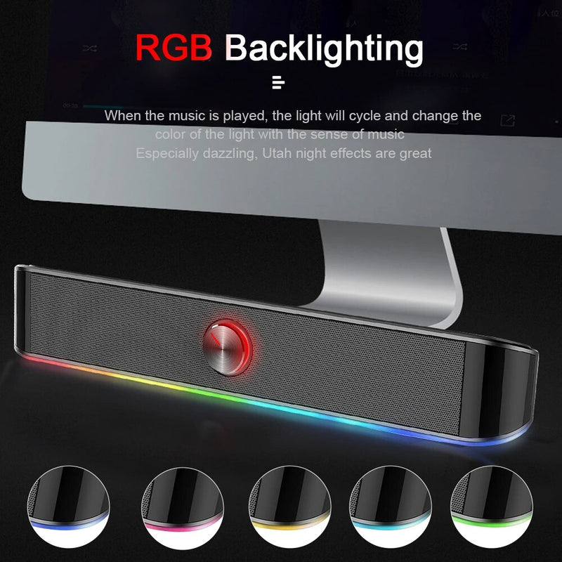Redragon GS560 Adiemus aux estéreo de 3.5mm para alto-falantes surround música inteligente RGB coluna barra de som para computador PC notebook alto-falantes