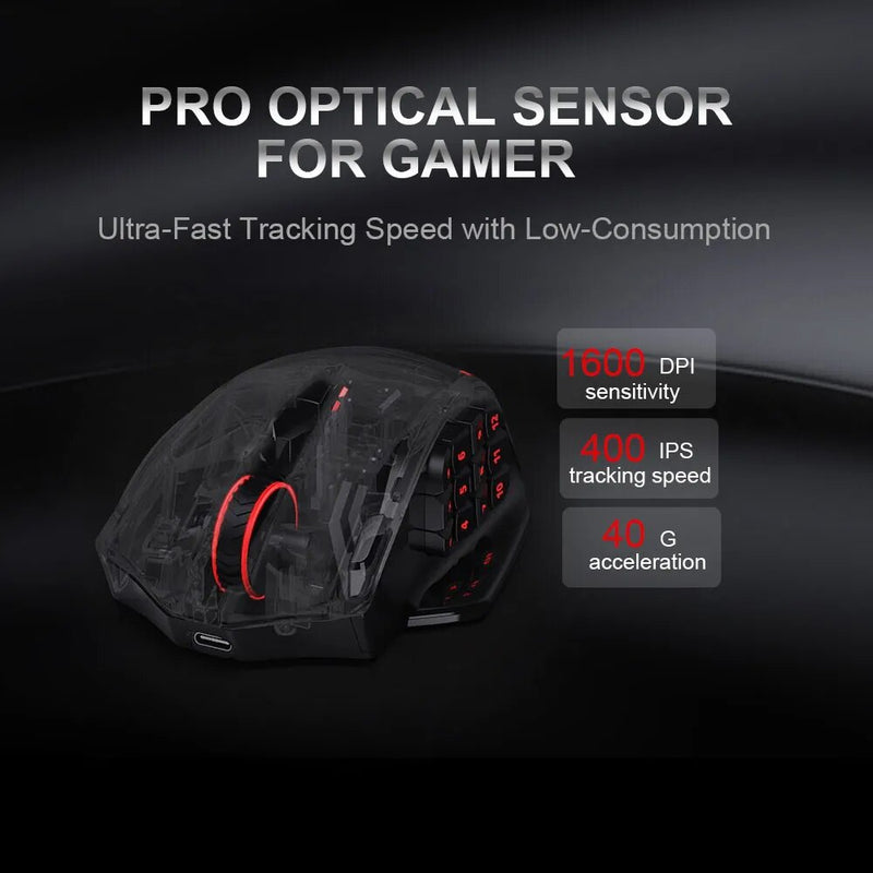 Redragon Impacto Elite M913 RGB USB 2.4G Sem Fio Gaming Mouse 16000 DPI ergonômico 16 botões Programáveis para gamer Mice PC