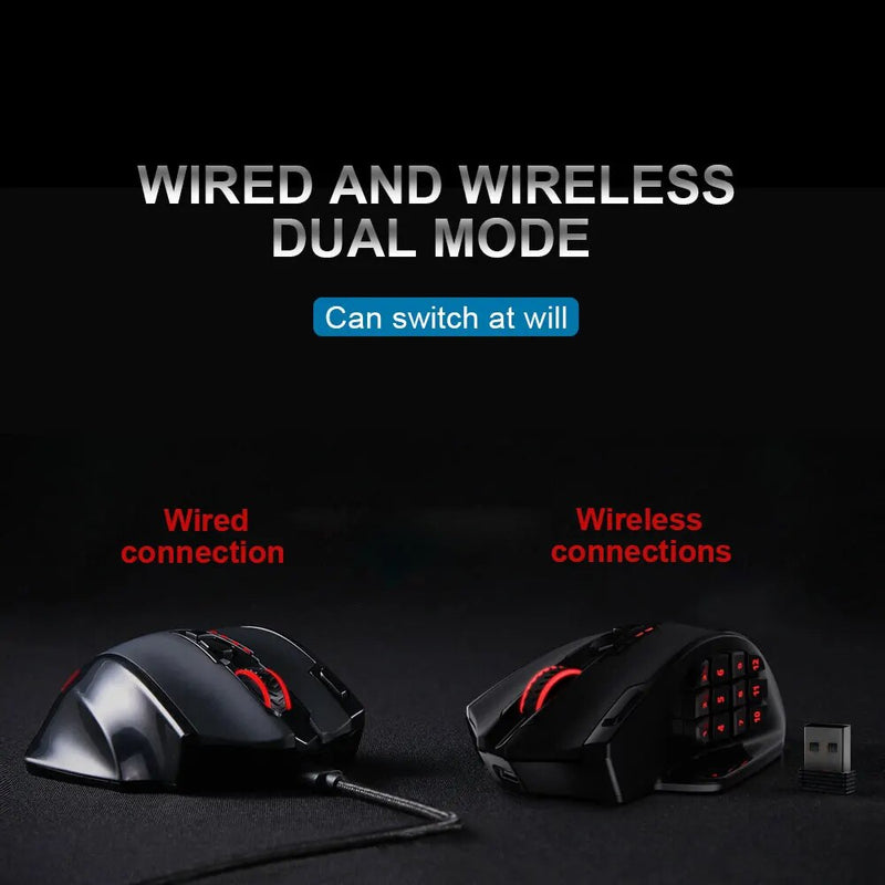 Redragon Impacto Elite M913 RGB USB 2.4G Sem Fio Gaming Mouse 16000 DPI ergonômico 16 botões Programáveis para gamer Mice PC