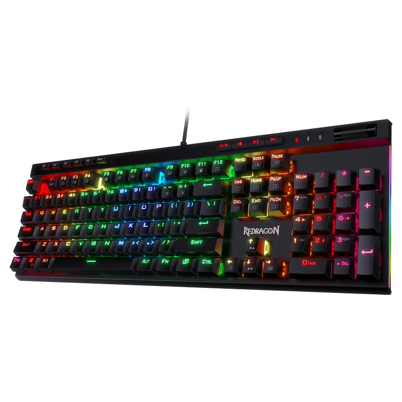 Redragon-K580 VATA RGB LED retroiluminado teclado mecânico para jogos, anti-ghosting, 104 teclas, com fio, luz de fundo, computador, chave macro