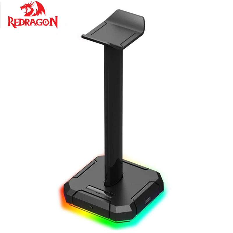 Redragon ha300 gaming headset suporte rgb backlit barra de apoio de alumínio antiderrapante base de borracha sólida 4x usb 2.0 para todos os fones de ouvido