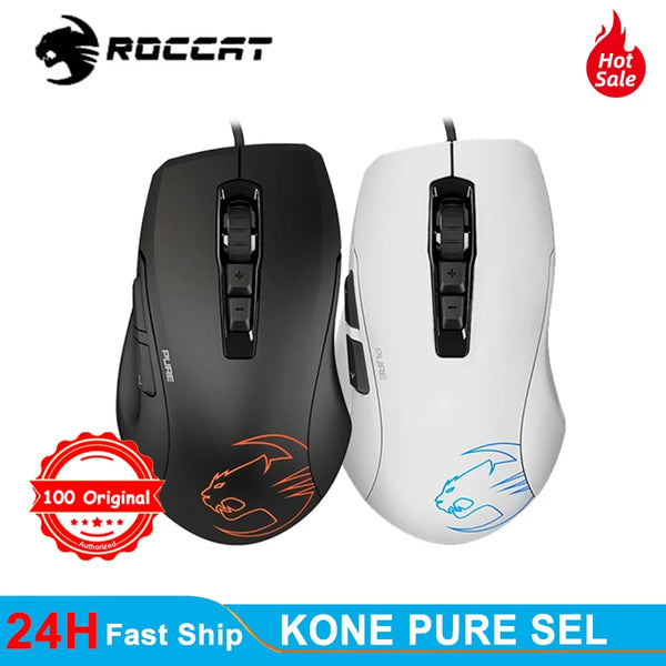 Roccat kone puro sel ergonômico gaming mouse (5000 dpi sensor óptico rgb iluminação ultra leve) preto, roc-11-723