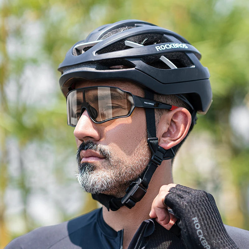Rockbros ciclismo óculos das mulheres dos homens fotocromáticas ao ar livre esporte caminhadas óculos polarizados óculos de sol armação interna óculos de bicicleta