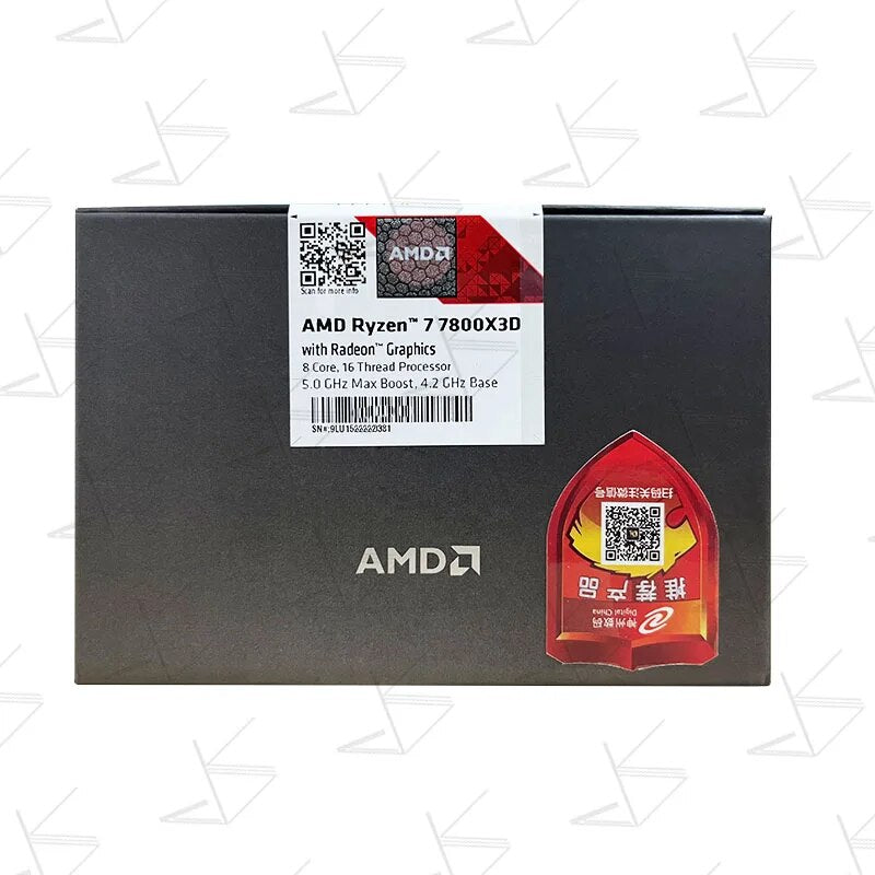 Ryzen Amd™Processador de jogo sem ventilador, 7 7800X3D Box, Nova CPU R7, 7000 Series, 8-Core Chip Integrado, 5NM, AM5, Brand New Arrival