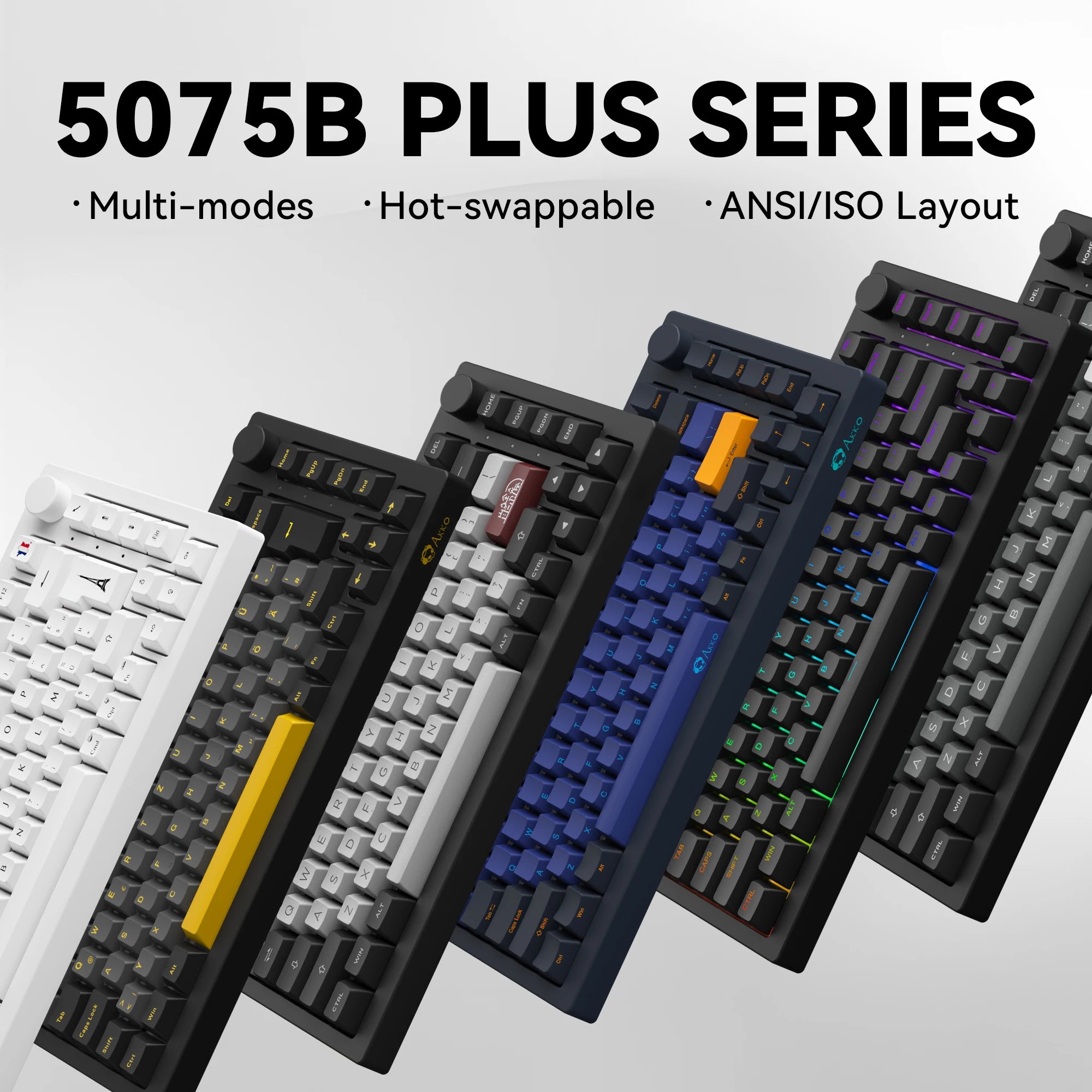 Akko 5075B Plus V2 Drácula Castelo Teclado Mecânico para Jogos 75% Multi-Modos Trocáveis a Quente RGB 2.4GHz Sem Fio/USB Tipo-C/BT 5.0