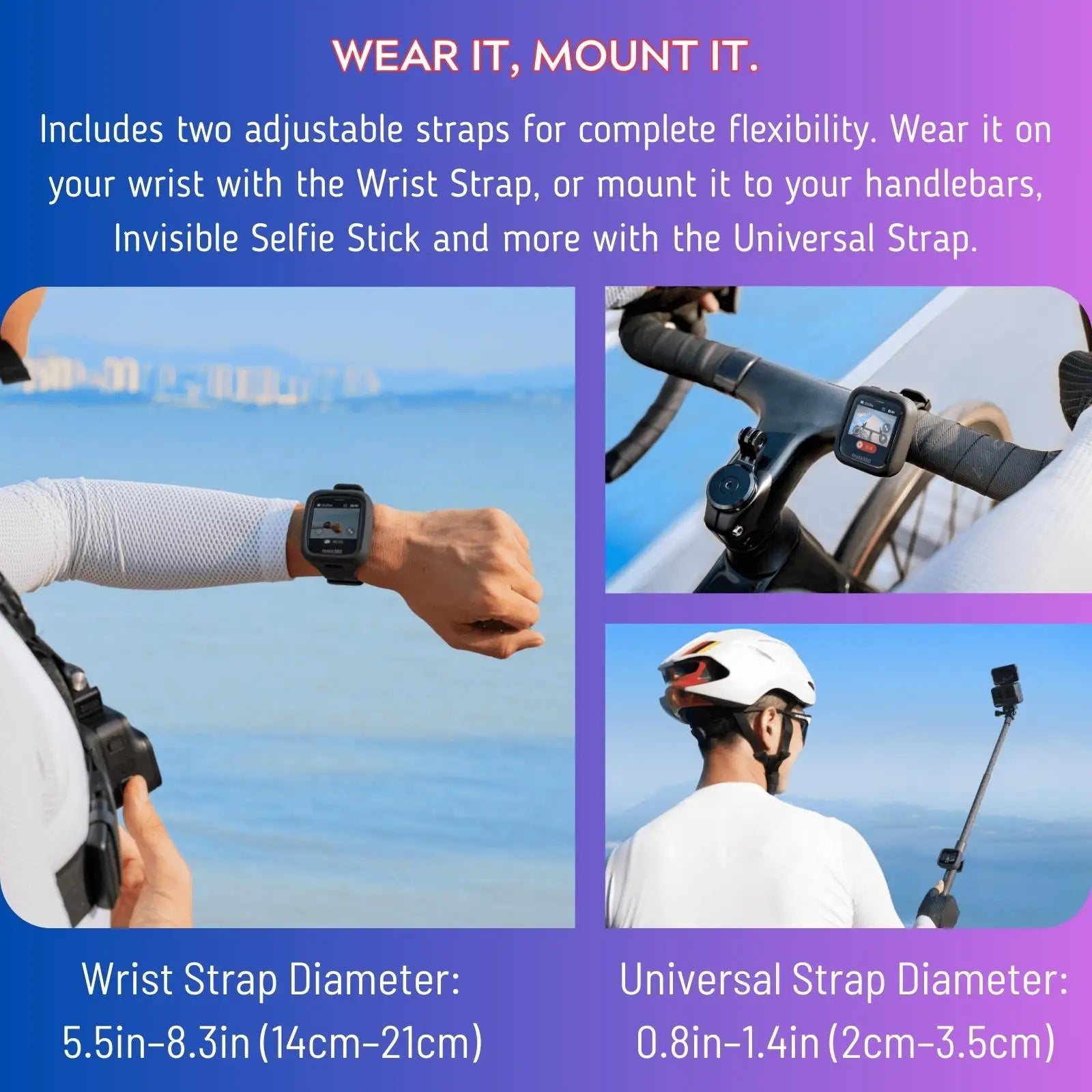 Insta360 x5 gps visualização remota touchscreen 65.6ft 20m relógio de pulso controle velocidade rotação dados para x4 ace & ace pro 2 acessórios