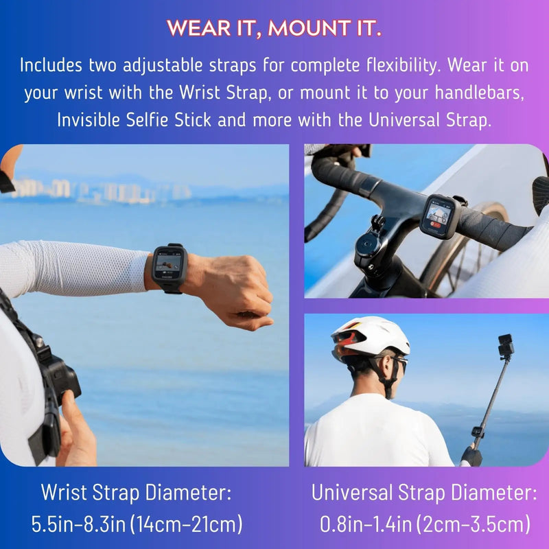 Insta360 x5 gps visualização remota touchscreen 65.6ft 20m relógio de pulso controle velocidade rotação dados para x4 ace & ace pro 2 acessórios