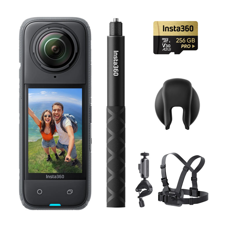 Insta360 X4 - Câmera de ação 360 à prova d'água 8K, vídeo grande angular 4K, bastão de selfie invisível, protetores de lente removíveis, último de 135 minutos