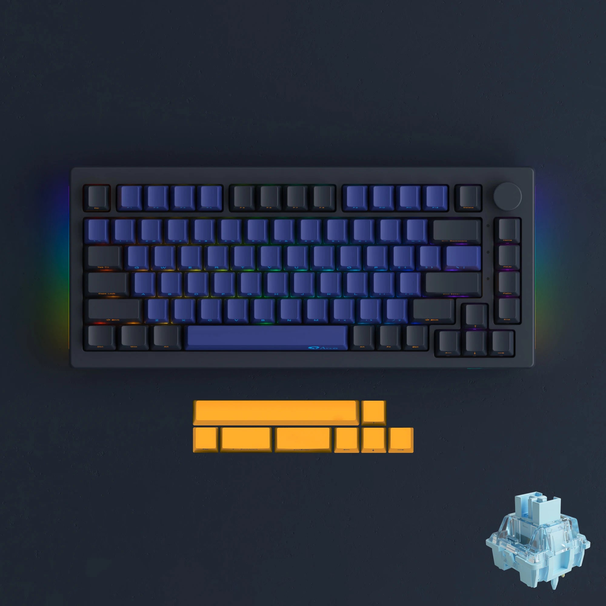 Akko 5075B Plus V2 Drácula Castelo Teclado Mecânico para Jogos 75% Multi-Modos Trocáveis a Quente RGB 2.4GHz Sem Fio/USB Tipo-C/BT 5.0