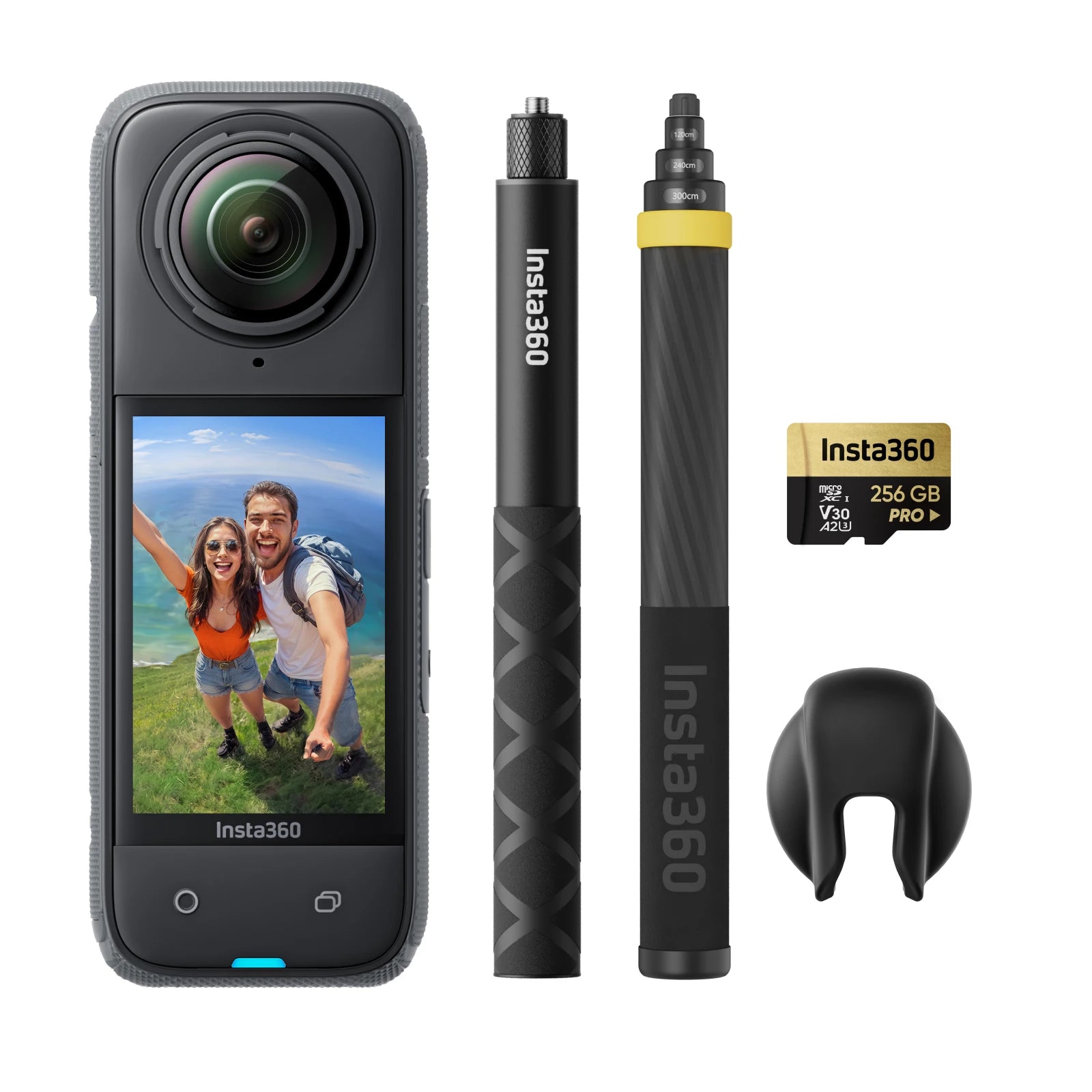 Insta360 X4 - Câmera de ação 360 à prova d'água 8K, vídeo grande angular 4K, bastão de selfie invisível, protetores de lente removíveis, último de 135 minutos