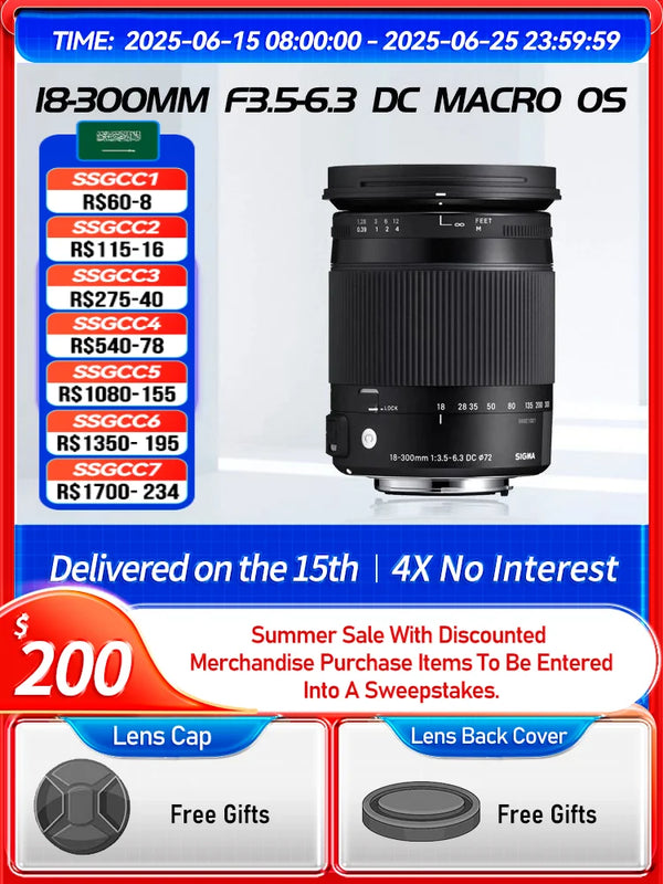 Sigma-Wide Angle Zoom Digital SLR Camera Lens, Usado, F3.5-6.3, DC MACRO OS, HSM, APS-C, Canon 6D II, Nikon 18 300, 3.5-6.3
