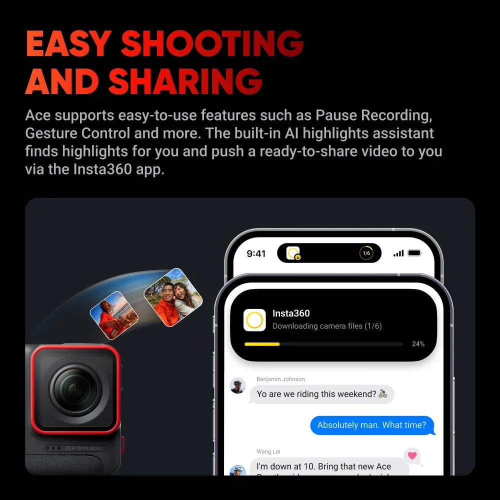 Insta360 Ace-4K120Fps Câmera de Ação à Prova D' Água, Vídeo HDR Ativo, Fotos 48MP, 2.4 "Flipscreen,AI Assistant, Design Magnético