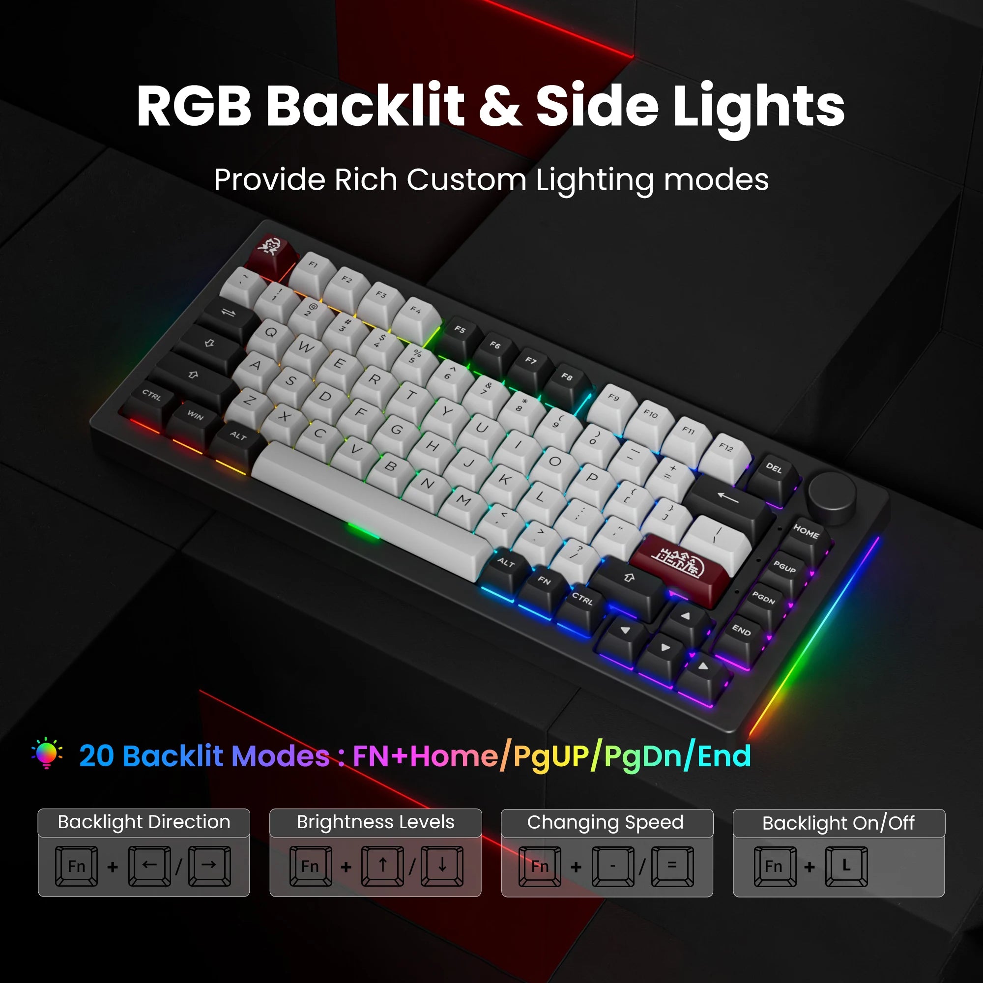 Akko 5075B Plus V2 Drácula Castelo Teclado Mecânico para Jogos 75% Multi-Modos Trocáveis a Quente RGB 2.4GHz Sem Fio/USB Tipo-C/BT 5.0