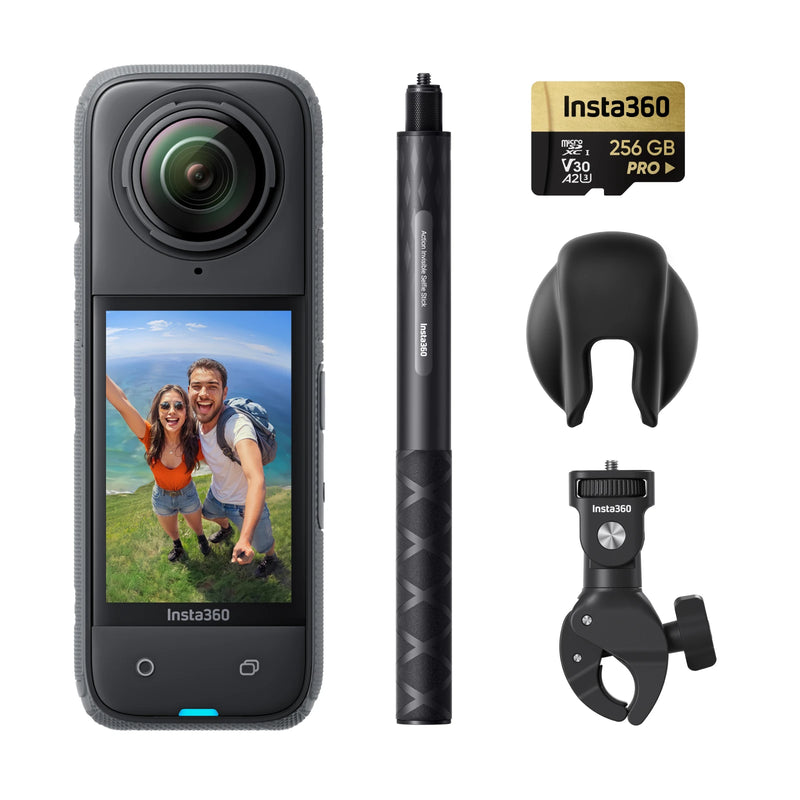 Insta360 X4 - Câmera de ação 360 à prova d'água 8K, vídeo grande angular 4K, bastão de selfie invisível, protetores de lente removíveis, último de 135 minutos