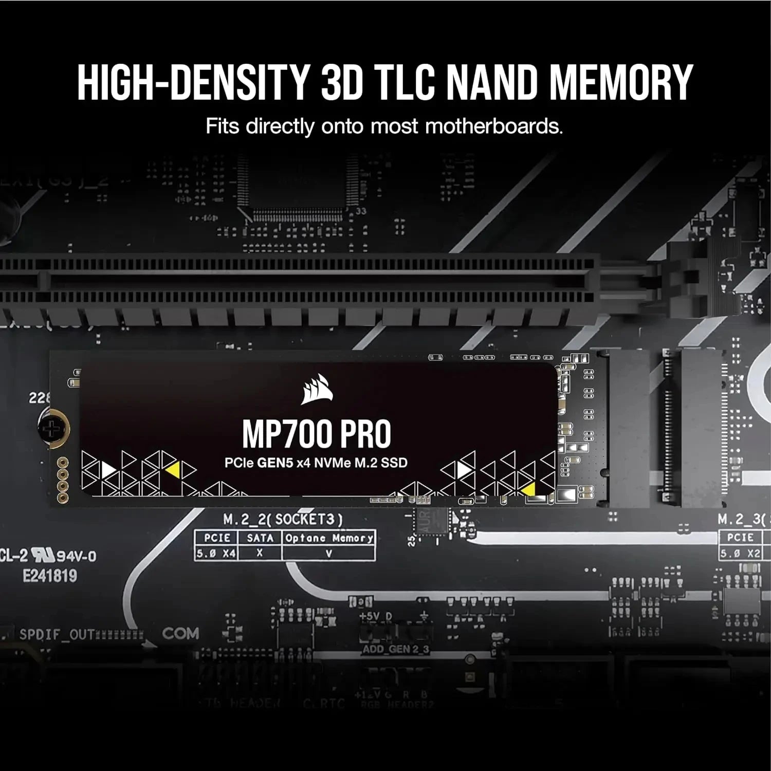Corsair-MP700 Pro Flash Drive TLC NAND de alta densidade, 1TB, 2TB, M.2 PCIe, Gen5 x4, NVMe 2.0, SSD 2280, Até 12.400 MB por segundo
