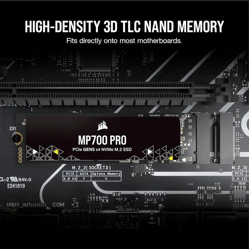 Corsair-MP700 Pro Flash Drive TLC NAND de alta densidade, 1TB, 2TB, M.2 PCIe, Gen5 x4, NVMe 2.0, SSD 2280, Até 12.400 MB por segundo