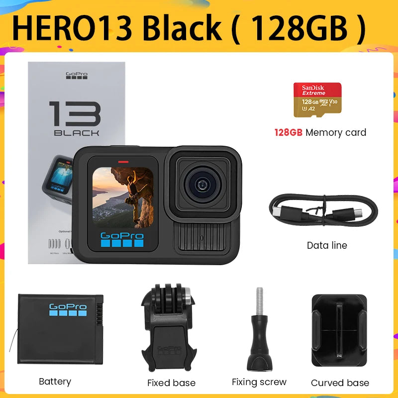 GoPro HERO13 Câmera de ação preta Go Pro 13 Câmera anti-vibração para ciclismo 5.3K