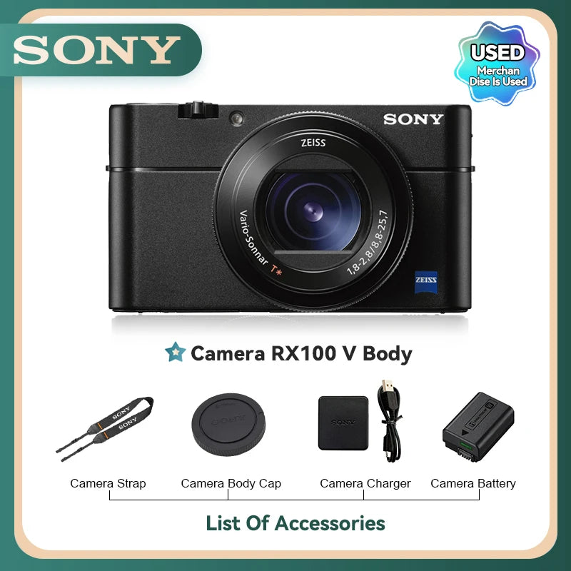Sony DSC-RX100 VI RX10 III IV RX1R II Portátil Cartão Pequeno Câmera Digital Lente de Zoom Óptico 4K Câmeras de Vídeo RX100M6 RX10M4 (Usado)
