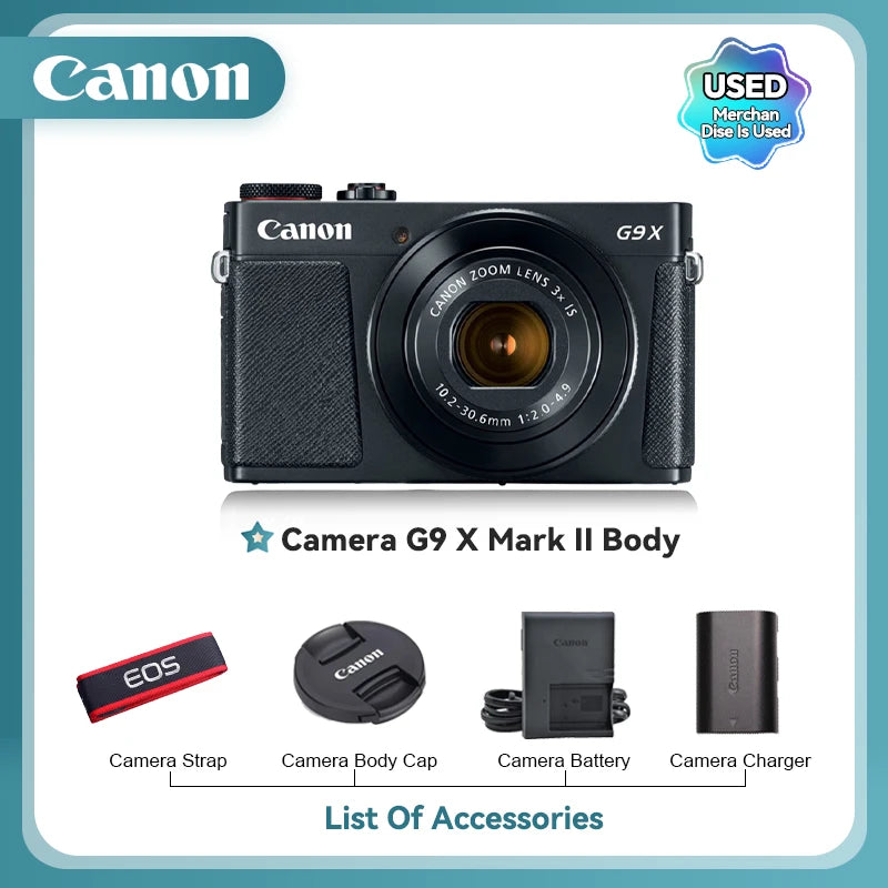 Canon PowerShot G7X Mark II III Portátil Cartão Pequeno Câmera Digital Lente de Zoom Óptico Câmeras de Vídeo 4K G7X3 G7X II G7X III (Usado)