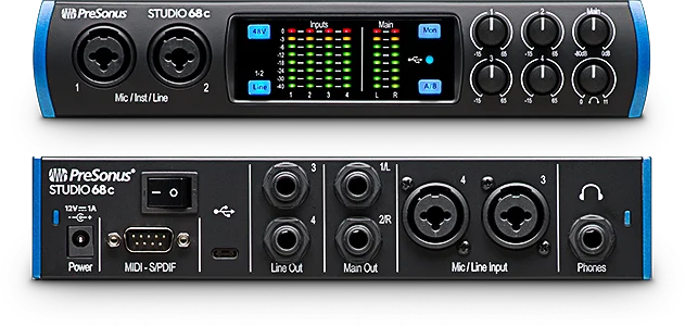 Presonus studio 68c profissional placa de som externo com função de medição e monitoramento para o estúdio de gravação de dobragem ao vivo
